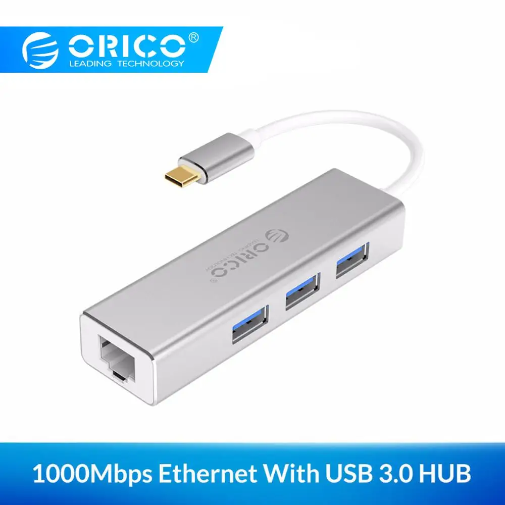 ORICO USB Ethernet Тип C к RJ45 концентратор для ноутбука мобильного телефона Алюминиевый сплав Ethernet адаптер сетевой карты USB Lan