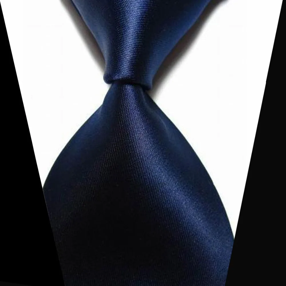 LT0003 Dark Blue Solid 100 Silk Classic Polyester Jacquard Woven