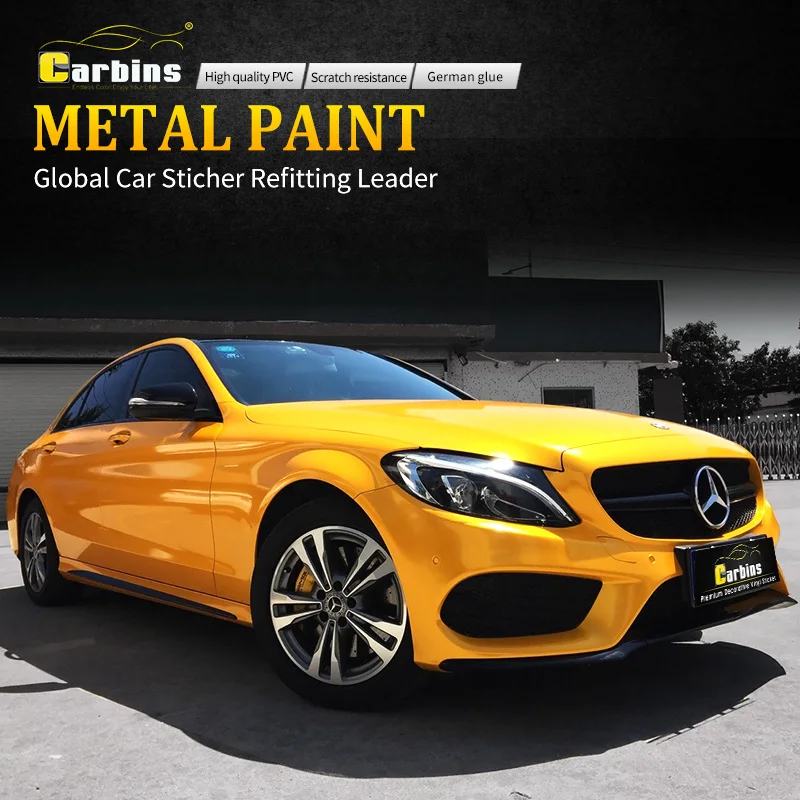 

CARBINS Film Metal Paint Maple Yellow Vinyl Car Wraps Foil Premium Quality