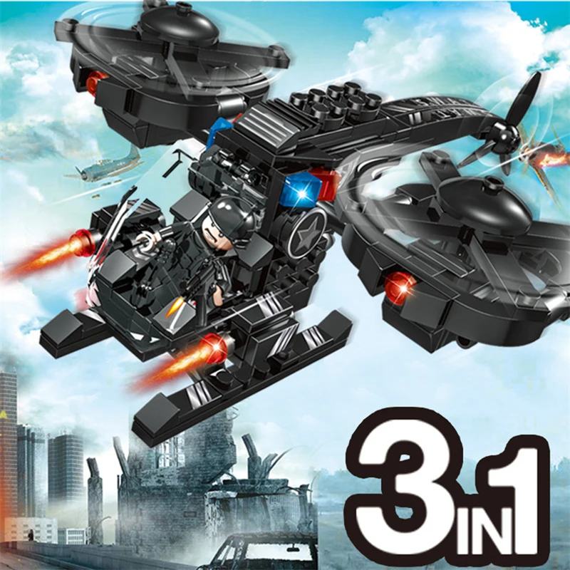 

271PCS 3in1 Special Commando Series Truck SWAT Soldiers Building Blocks For Birthday Present Enlighten Bricks Children toy #E
