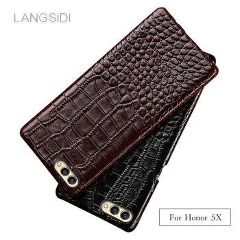 

wangcangli For Huawei Honor 5X phone case Luxury handmade genuine crocodile leather back cover