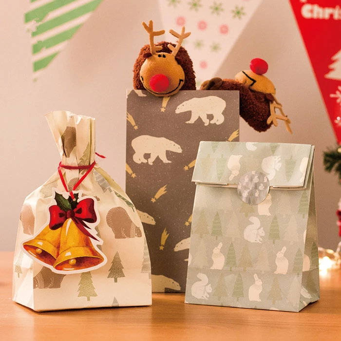 

(3 pieces/lot) Christmas Forest Concert Gift Bag Snack Packaging Paper Bags Christmas Cookie Bags