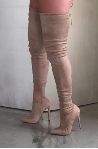 Bota Feminina/облегающие сапоги выше колена на высоком каблуке женские сапоги-чулки из