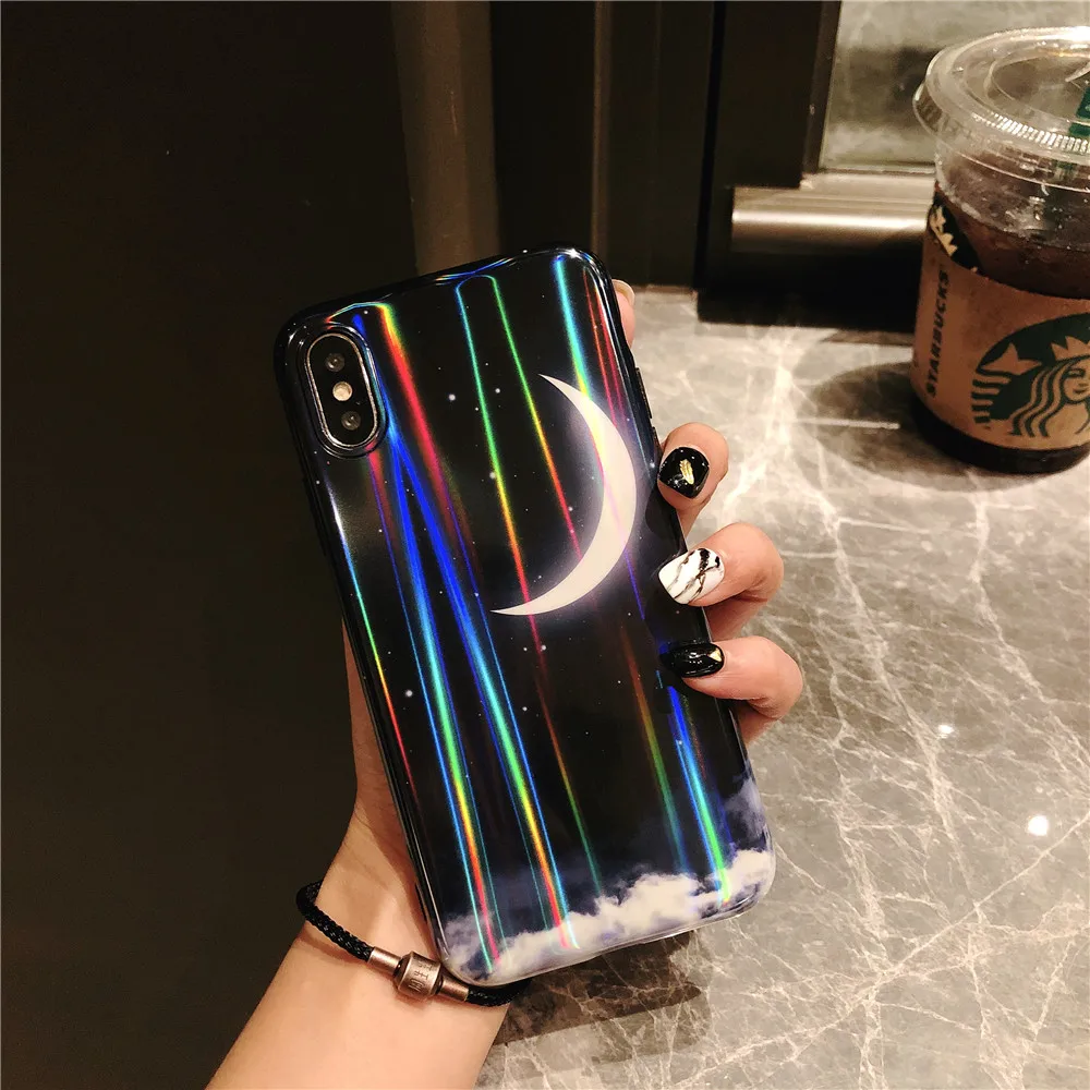 Cases for Iphone X XS MAX XR Case Luxury Aurora Moon Star Phone Covers 7 6s 6 8 Plus Soft Glossy Capa Coque |
