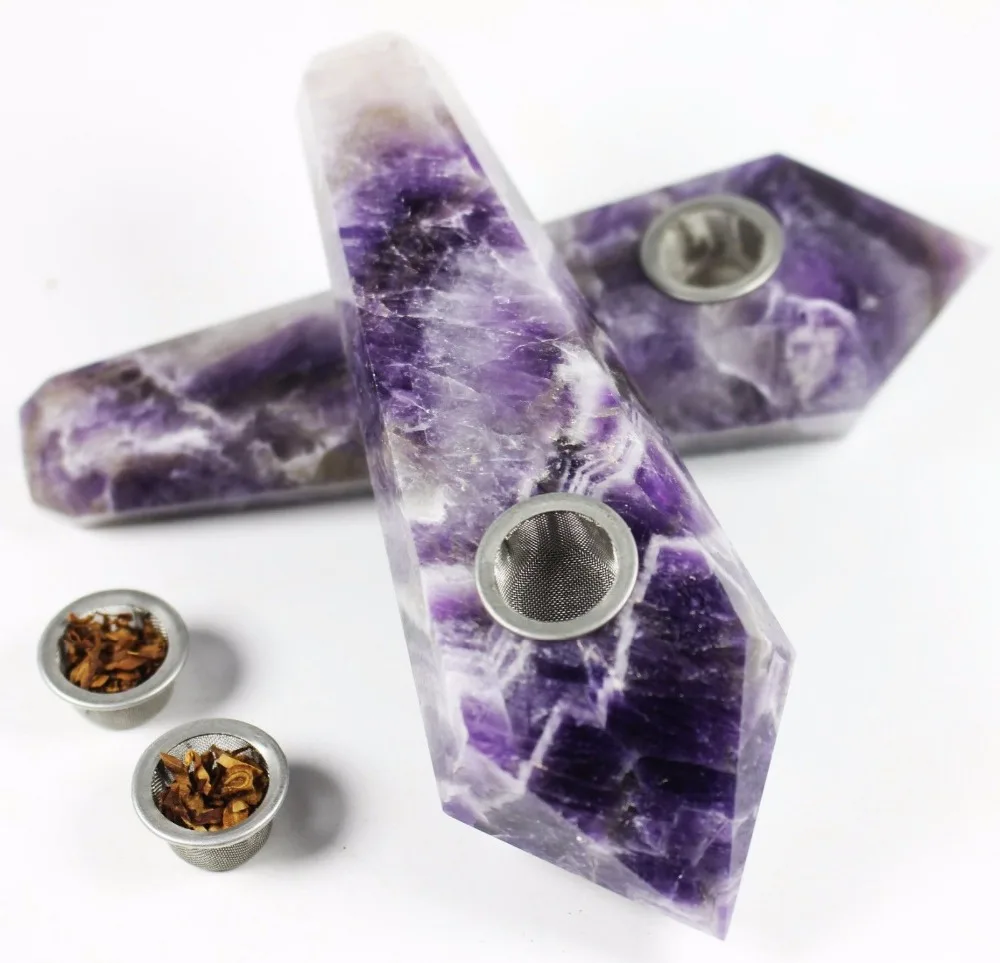 

75pcs Natural dream Amethyst quartz Crystal Smoking Pipe