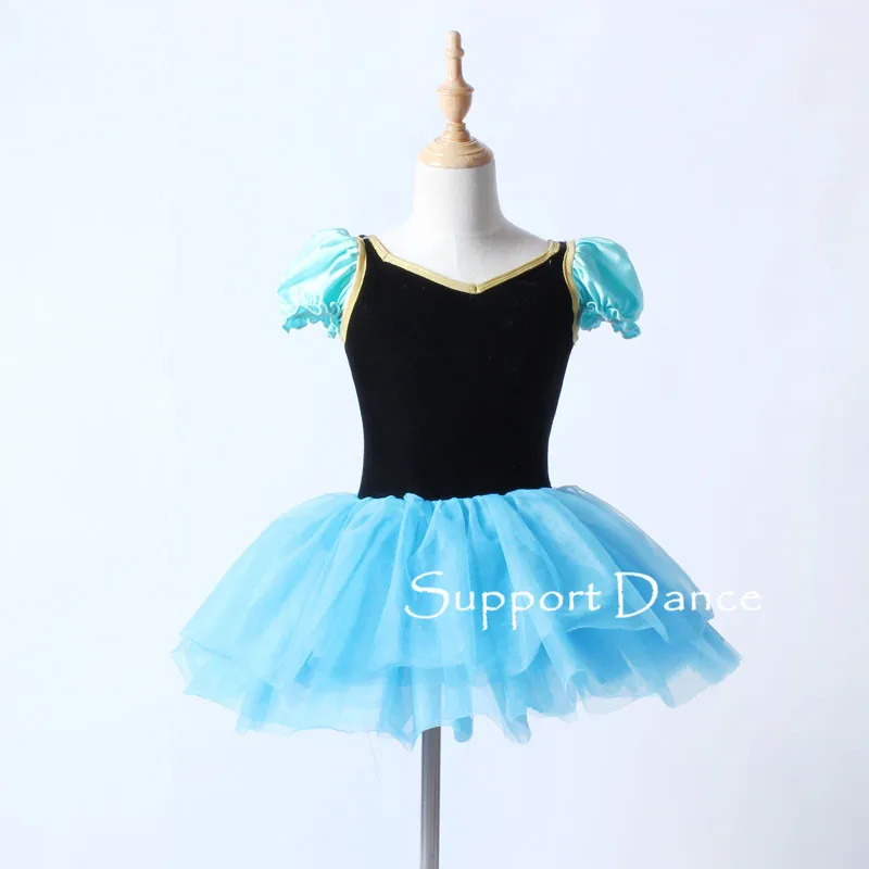 

Puff Sleeve Velvet Ballet Tutu Dress Children Adult Performance Costume Support Dance C264