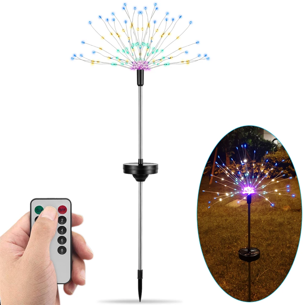 Luz de Fogo de Artifício Luz da Corda de Fadas Pacotes Multicolorido Solar Powered Starburst Jardim Planta Gramado Lâmpada Caminho 4 Led 2 gramado lâmpada caminho luz da corda de fadas