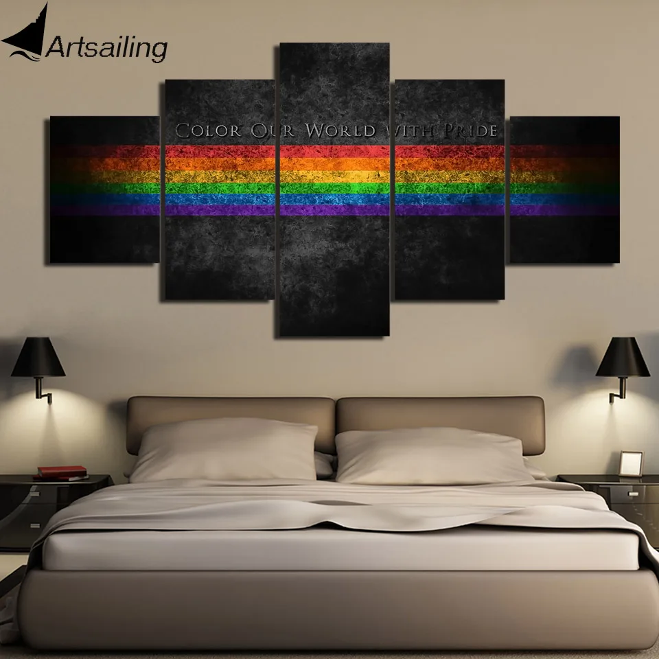 

ArtSailing 5 Piece painting LGBT lOVE Wall Art Print Canvas Painting Room Decoration For Living Room HD Prints Poster Pictures