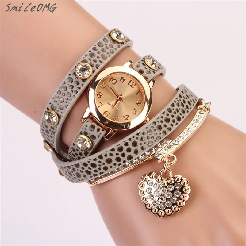 

SmileOMG Hot Sale Women Lady Heart Pendant Watch Rhinestone Quartz Bracelets WristWatch Free Shipping  Perfect Gift,Sep 6