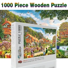 Европейский город 1000 шт. взрослых головоломки деревянные головоломки мультфильм картина маслом Пазлы для детей развивающие игрушки, подарки