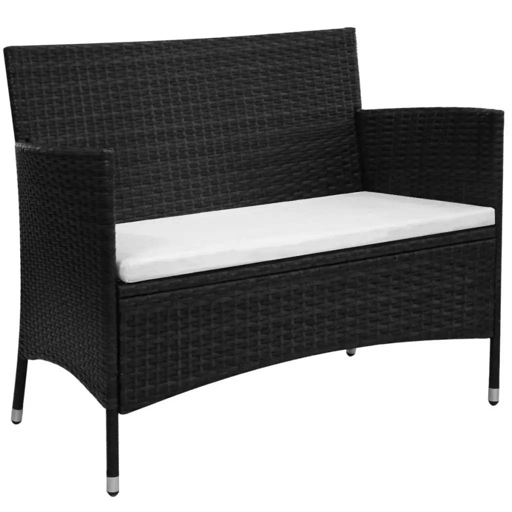 vidaXL Garden Bench Poly Rattan 41.7"x23.6"x33" Blackgarden bench