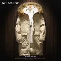 KOLMAKOV для мужчин's костюмы Новый мужчин s парки с капюшоном зимние Утепленные хлопковые пальто большой размеры M-5XL парка куртк