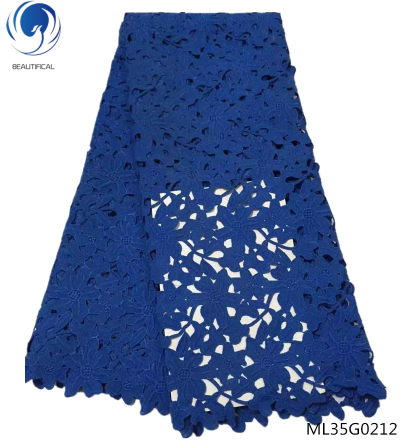 BEAUTIFICAL blue guipure lace water soluble laces fabric for sewing african guipure cord lace