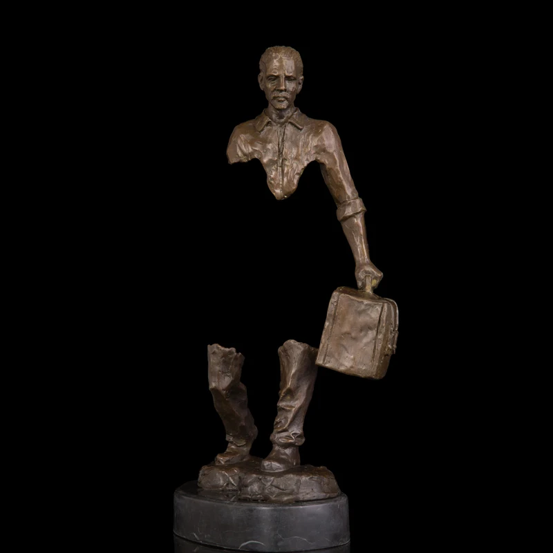 Copper Bronze Statues Abstract Man Figurine Traveller Figure Brass