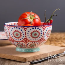 Креативный домашний кухонный в американском стиле Hnadpainted керамические миски фарфоровая посуда под-Глазурованная суповая миска салатные вазы для фруктов