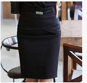 Новое поступление, Весенняя женская официальная прямая юбка, средняя талия, хлопок, тонкая, бедра, размера плюс, юбка-карандаш, 4 цвета - Цвет: black