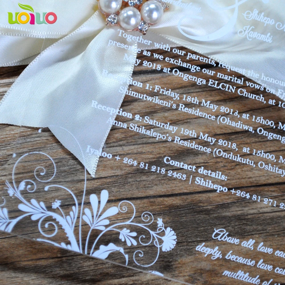  10pcs wedding favor laser cut acrylic wedding invitation card colorful printing cheap price chinese - 32915056853