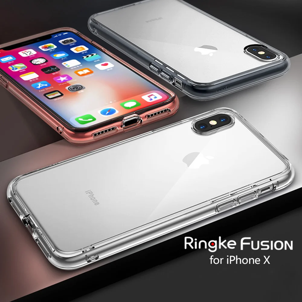 

Ringke Fusion Case for iphone X Case Clear PC Back and Soft TPU Frame Hybrid Military drop tested for iPhone XS Cover