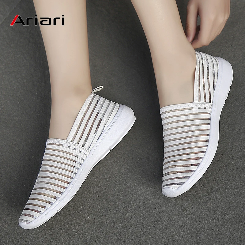 

Summer Women Sneakers Breathable Mesh Casual Shoes Flats Loafers Ballet Slip on Light Walking Shoes Size 35-43