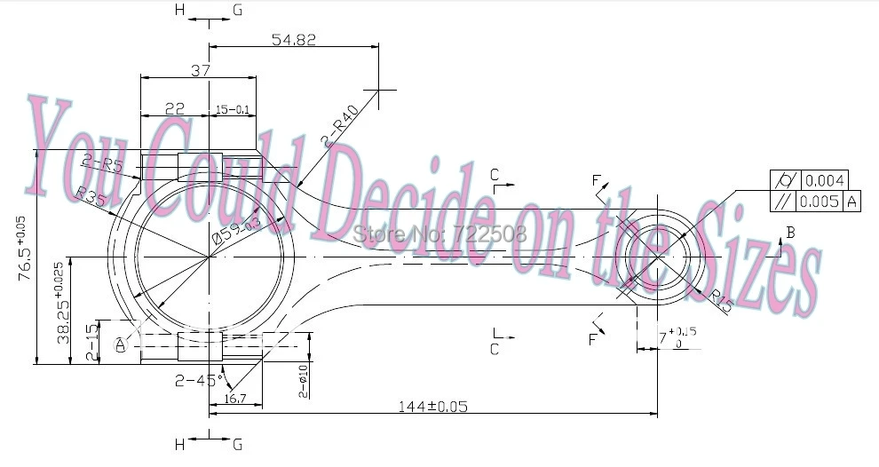 4340 H beam forged connecting rod for race type r engine modifying tuning enhancement