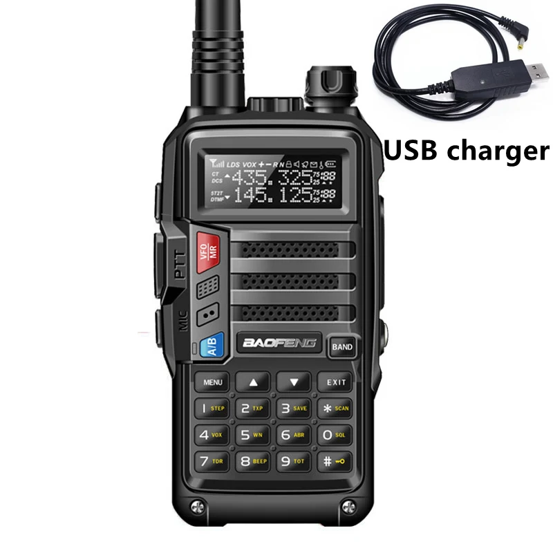 BaoFeng UV-S9 мощная рация CB радио трансивер 8 Вт 10 км дальность действия портативная радио для охоты лес город обновление 5r - Цвет: usb charger(black)