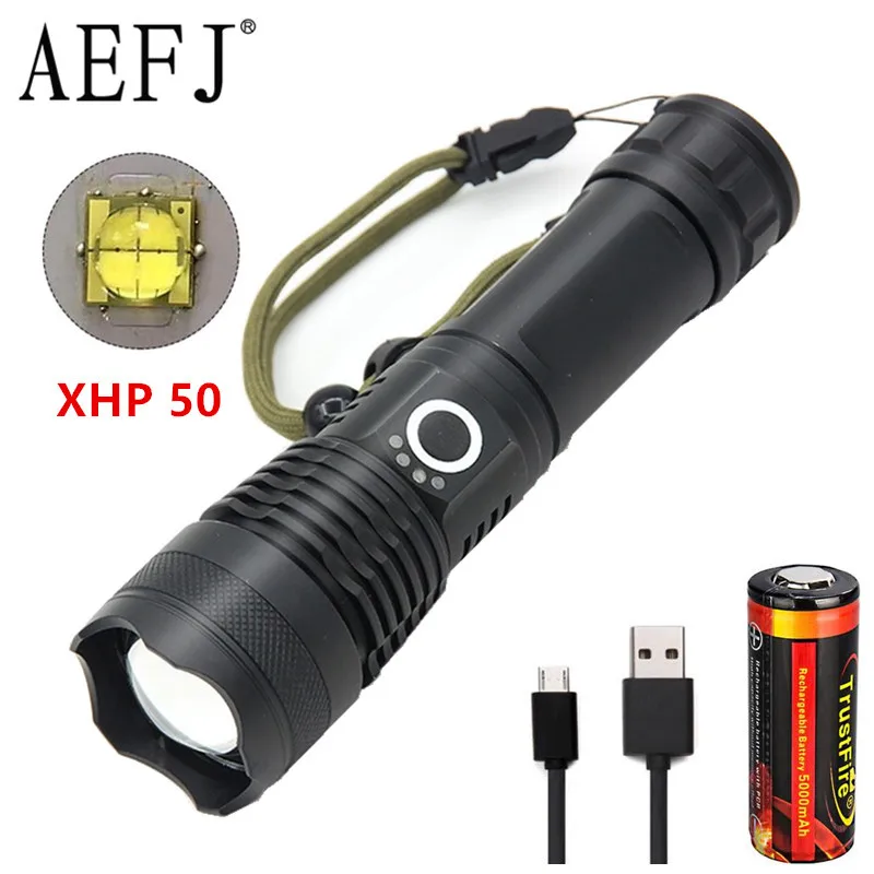 

50000LM LED Flashlight Adjustable Zoom Focus Torch Lamp Penlight Waterproof For Outdoor Hot Camping Equipment Torch lamp