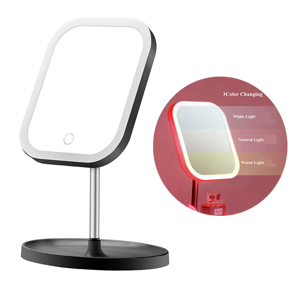 

Smart LED Touch Screen Makeup Mirror Foldable White/Natural/Warm Light 3color Changing Professional Vanity Mirrors