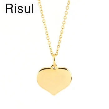 

100% stainless steel blank heart necklace for women blank metal tag necklace mirror polished wholesale 10pcs