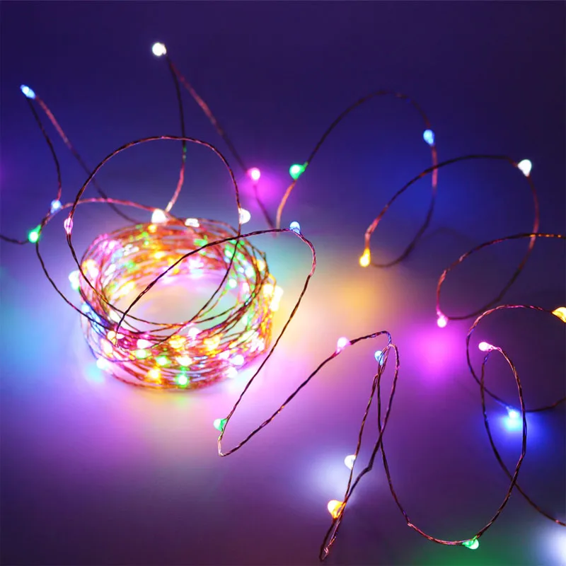 Светодиодный уличный светильник из медной проволоки 30 м 50 м 100 м светодиодный уличный Рождественский Сказочный светильник s украшение Рождественский Звездный светильник+ адаптер - Испускаемый цвет: Muti-color