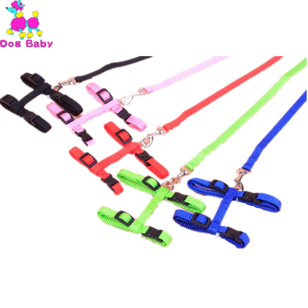 

DOGBABY Suitable Pet Leash Black Green Red Blue Pink Solid Color Dog Harnesses Nylon Collars For Dogs Daily Walking Pets Collars