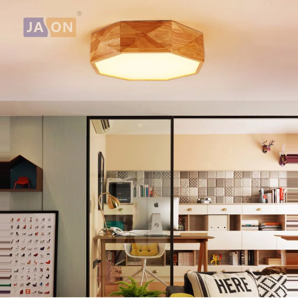 

LED Nordic Iron Acryl Wood Round LED Lamp.LED Light.Ceiling Lights.LED Ceiling Light.Ceiling Lamp For Foyer Bedroom