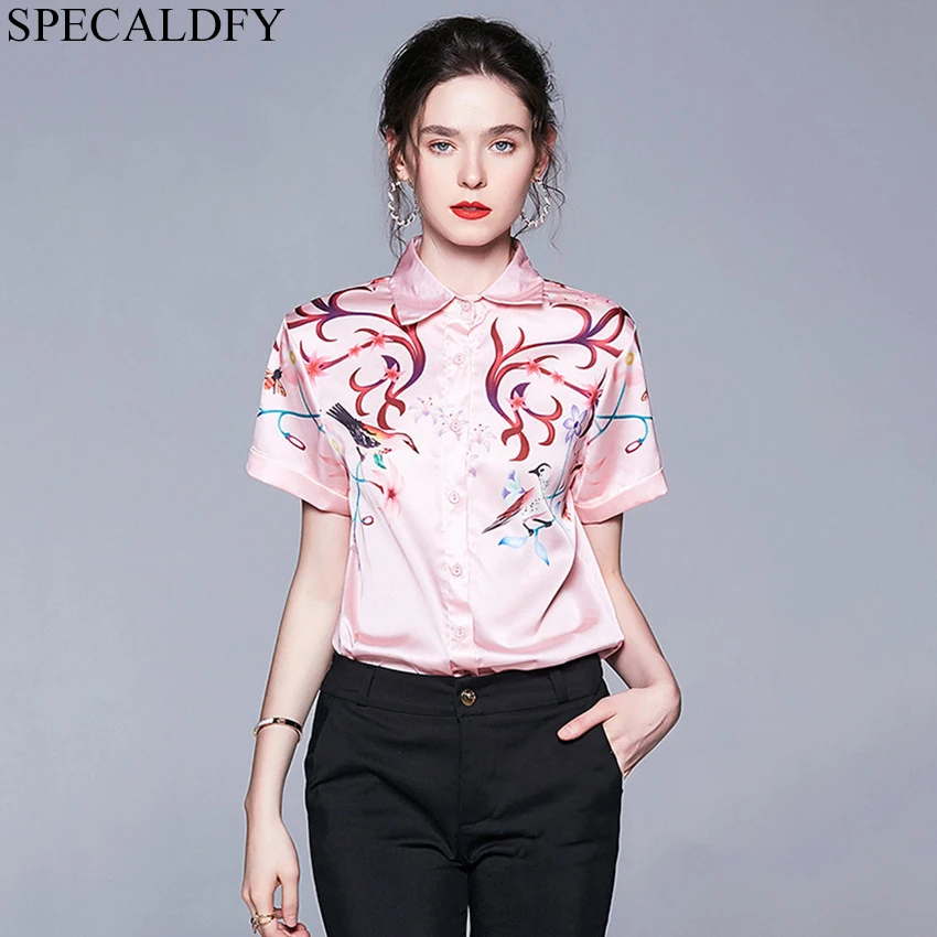 

Summer Designer Runway Tops Vintage Blouse Women Short Sleeve Elegant Shirt Womens Tops And Blouses Blusas Mujer De Moda 2019