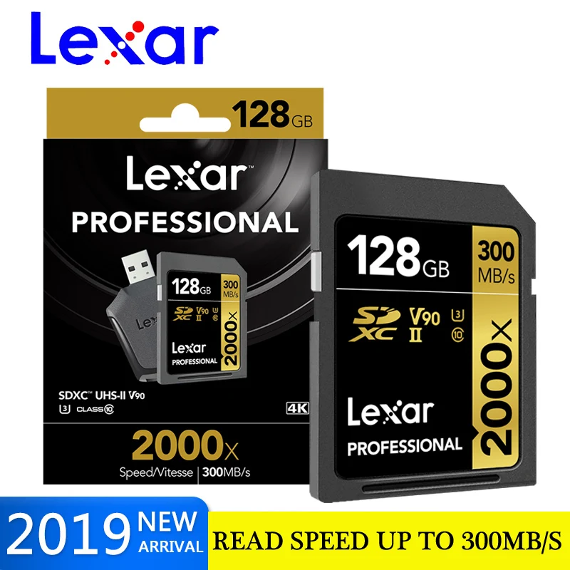 

Original Lexar 300MB/s 2000x 128gb sd card 64GB 32gb U3 SD Card SDXC Class 10 flash Memory sd Card For 1080p 3D 4K video Camera