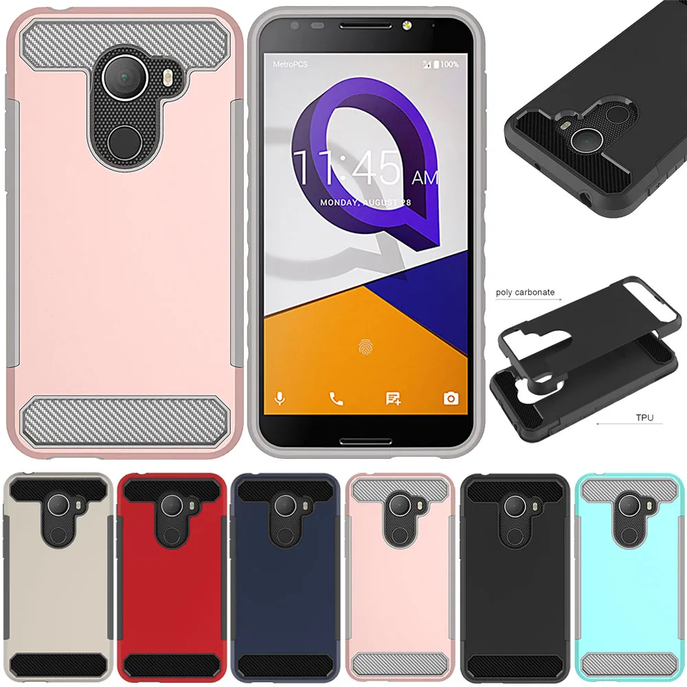 

Dual Layer Carbon Fiber Armor Case TPU & Hard PC Shockproof Cover For Alcatel Tmobile Revvl/Walters/A30 Plus/A30 Fierce 2017 @