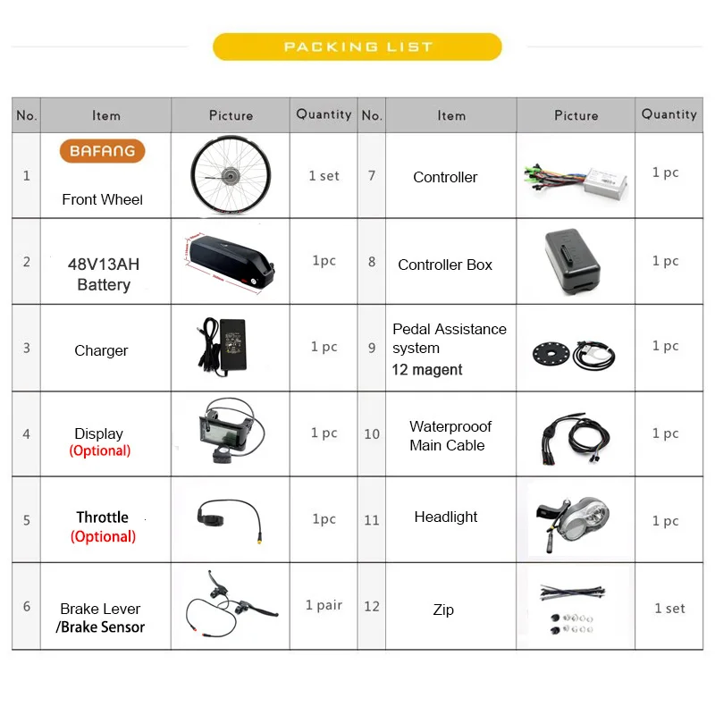 Discount Bafang 48V 500W Electric Bicycle Gear Hub Motor Front Wheel Electric Bike Conversion Kit for 26" 700C E Bike Bafang eBike Kit 2