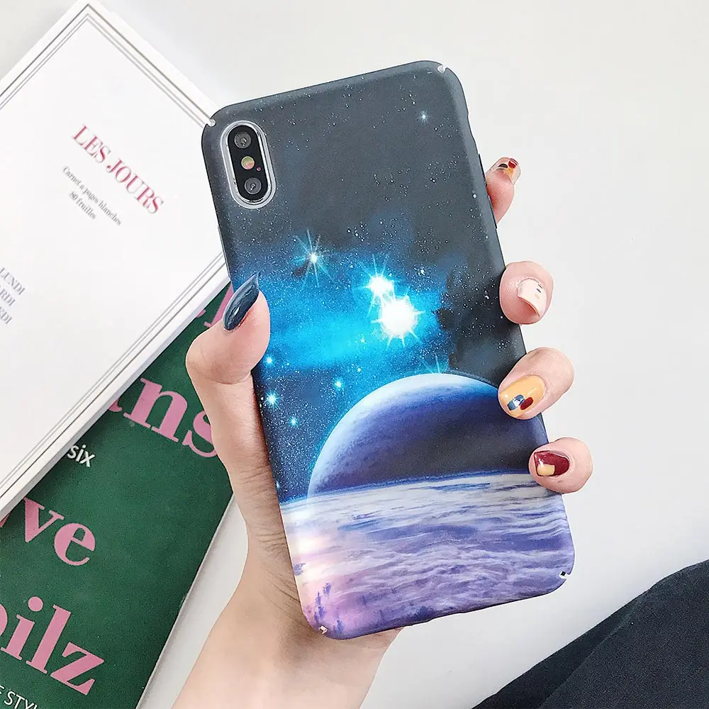 Matte Starry Sky Phone Case For iphone 8 7 6 6s X XS XR Soft Space Moons Max plus Cover Fundas Capa |
