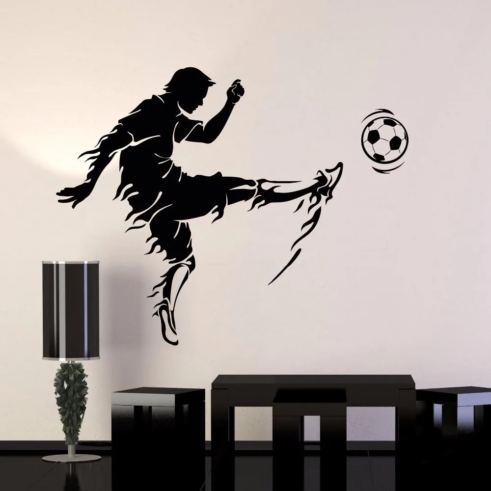 new soccer player ball sports vinyl wall decal home decor bedroom child