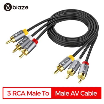 

Biaze 3 RCA to 3 RCA Cable Gold Plated Male to Male AUX Cable for STB DVD VCD TV 1.5m RCA Cable For Hi-Fi Video Audio AV Cables