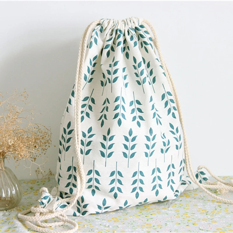 

New Women Canvas Drawstring Print Pattern Backpack School Bags for Teenage Girls Travel Outdoor Backpack Sport Bags 2018