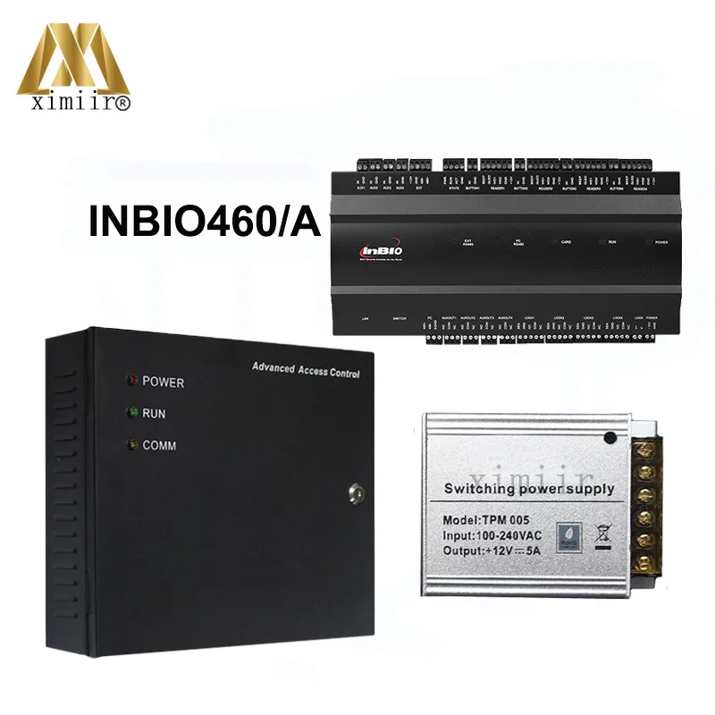 ZK Inbio460 TCP/IP RS485 связь работает для FR1200 управления 4 двери контроль Отпечатков пальцев панель с блоком питания