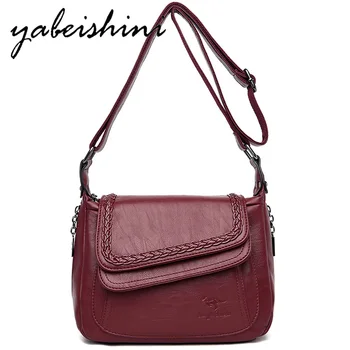 

2019Women's bags High quality leather Small Square Bag Sac A Main Woman Casual Shoulder Bag Fashion Handbag Female Messenger Bag