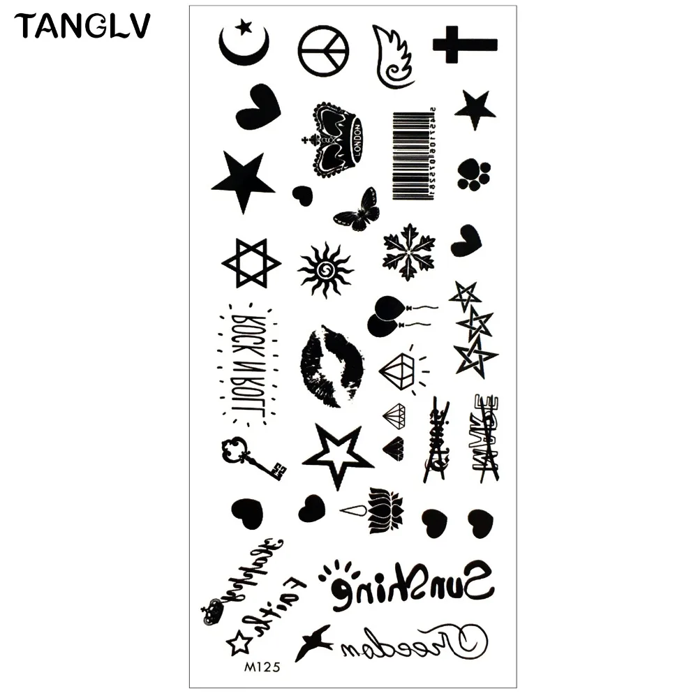 TANGLV Brand Black many different style design Temporary Tattoo