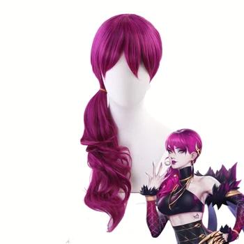 

LOL/League of Legends K/DA Evelynn Cosplay Wigs Long Wavy Synthetic Anime Cosplay Hair Wigs+One Free Cap