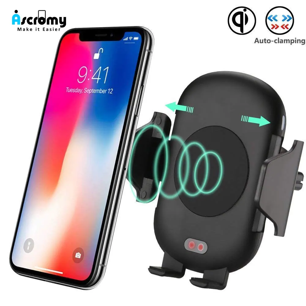 Ascromy Infrared Sensor Wireless Charger Car Mount Holder