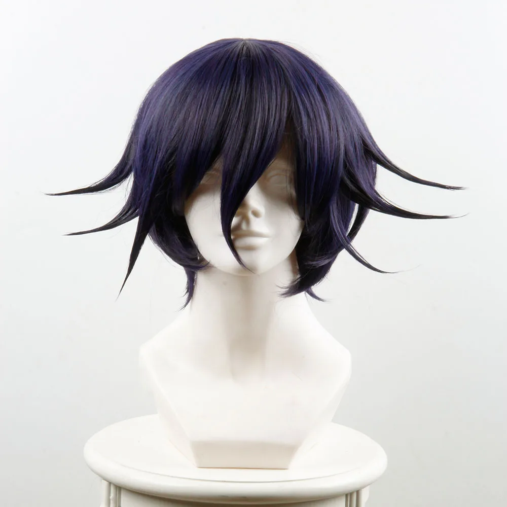  Danganronpa V3: Killing Harmony Ouma Kokichi Short Purple Ombre Heat Resistant Hair Cosplay Wigs + 