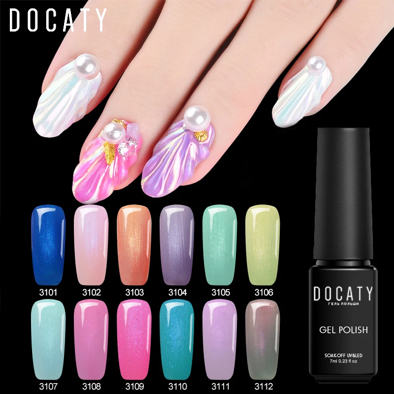 

Docaty Gel Varnish 7ml Uv Varnishes Lamp Shell Semi Permanent Led Nail Polish Enamels Lacquer Gel Nails Camouflage Glitters