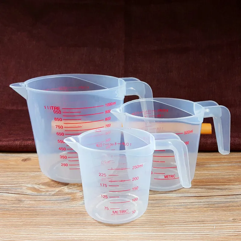 

LIXYMO 1pc 250ml 500ml 1000ml Transparent clear Cup Scale Plastic Measuring Cup Measuring Tools For Baking Kitchen Tools