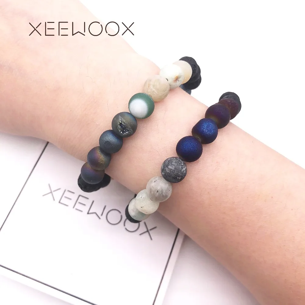 Couple Bracelet 2019 New Essential Oil Diffuser Lava Stone Bracelet Natural Stone Beads Bracelet For Woman Charm Love Boho Gift