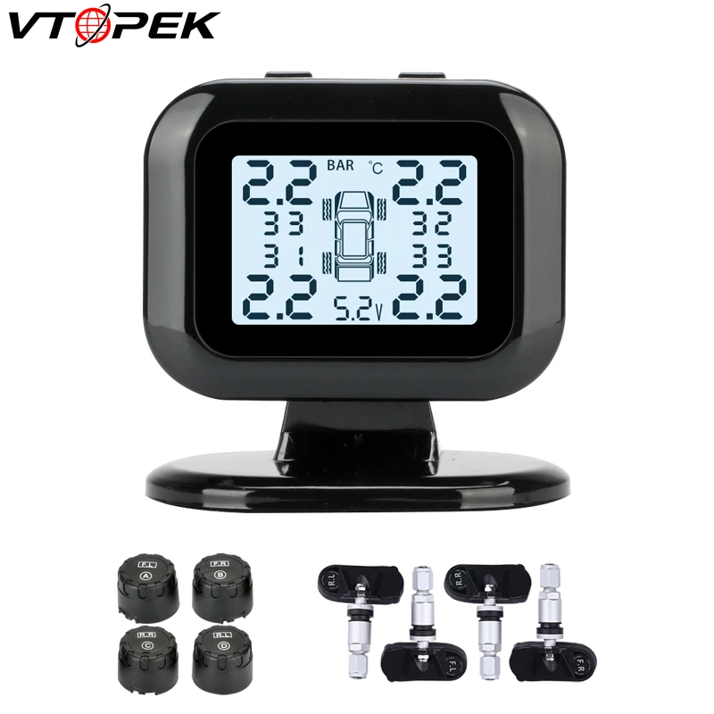 Vtopek автомобильный TPMS система мониторинга давления в шинах цифровой дисплей авто