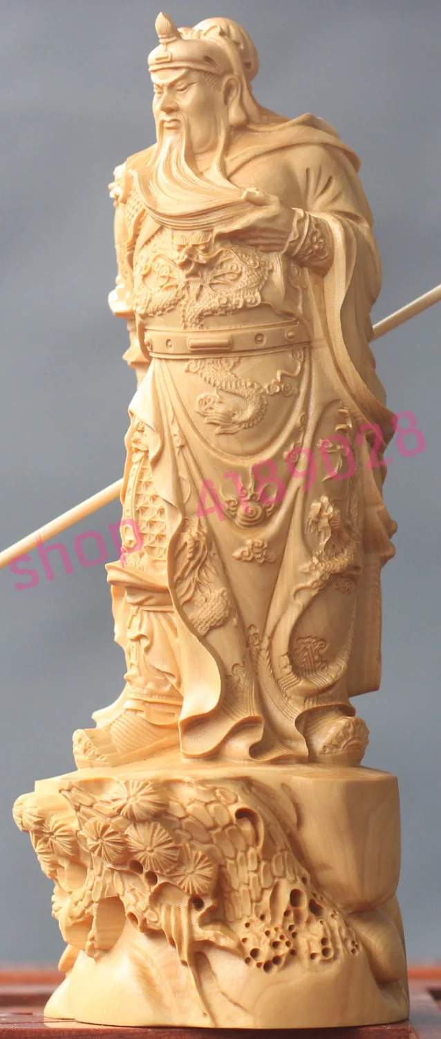 

Pure boxwood, solid wood carving, Guan Gong decorations, handicraft ornaments.